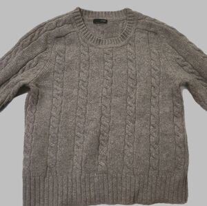 J. Crew Grey Wool Cable Knit Crewneck Sweater